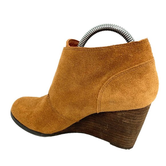 LUCKY BRAND Sumarah Cognac Brown Suede Wedge Bootie - Picture 3 of 9
